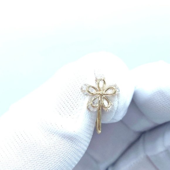 CZ Flower 24 KT Gold Plated Nose Cuff Fake Nose Rings No Piercing Jewelry - Picture 4 of 5